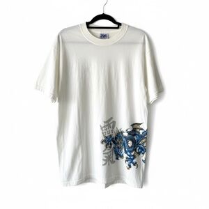 VINTAGE Y2K TOP HEAVY Dragon T-shirt | Blue Tribal Side Graphic Grunge Skater L